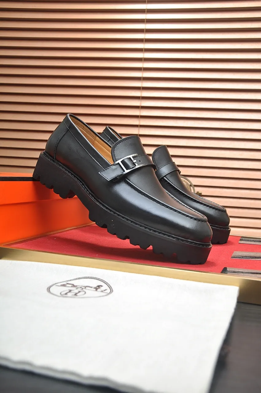 Men's Men's Shoes💰560💶[[HERMES]] (High-end Niuli) New 🍀 HERMES - top version of Ferragamo's classic casual leather shoes! Made of imported original cowhide, the inner top layer is comfortable cowhide lining! Original wear-resistant rubber outsole! High quality products! Code number 38-45 (45 customized)